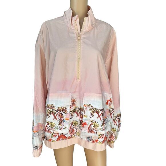 Royalty by Maluma Men Jacket Size L Hawaiian Printed Tropical Half Zip Relaxed - Picture 2 of 8